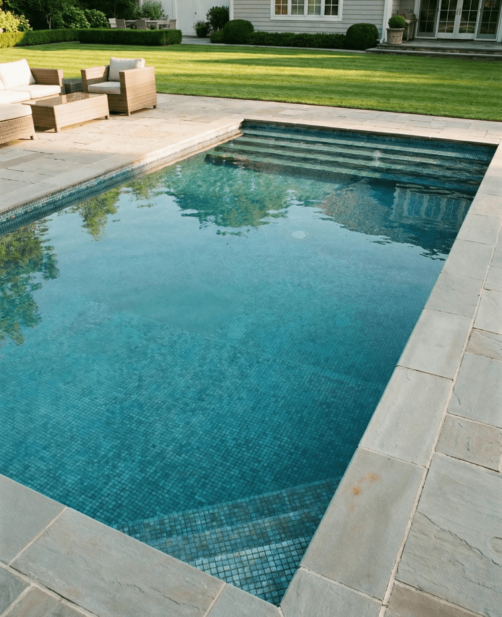 Pristine residential swimming pool after professional service